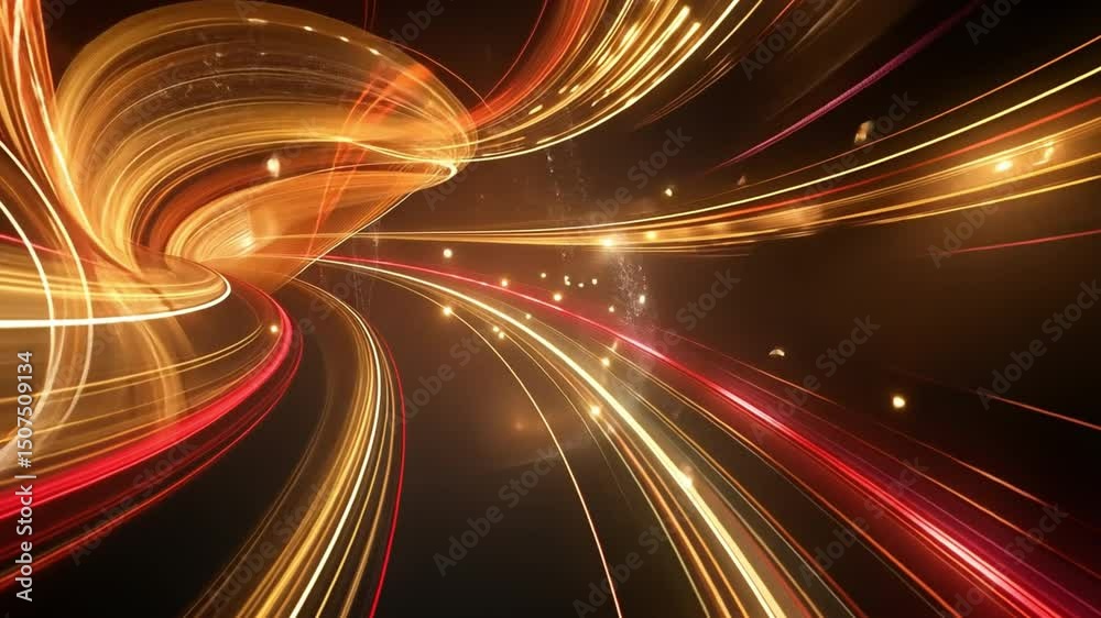 Poster abstract light trails dynamic and vibrant background with swirling patterns of red and orange, creat
