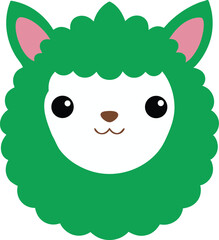 A fluffy alpaca face with a warm fuzzy smile vector art illustration