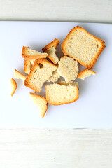 Bread biscuits on a kitchen board