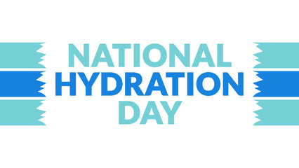 National Hydration Day text with side lines on a White background. Which is observed every year in June to celebrate National Hydration Day.