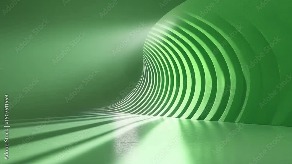 Leinwandbilder green abstract tunnel: an eye-level perspective showcases a mesmerizing green tunnel, its layered de