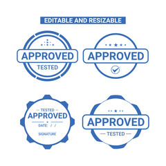 4 100% editable blue approved stamp with date and signature	

