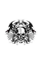 tete de mort dragon tribal crane moustache hipster fioriture tattoo design  