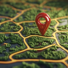 Detailed map with a red location marker.