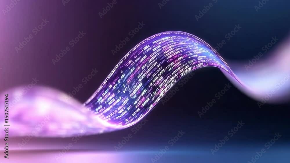 Poster abstract data flow: a captivating illustration of digital information gracefully weaving through spa