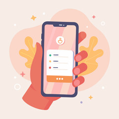 Hand Holding Smartphone Showing Mobile App Interface Design