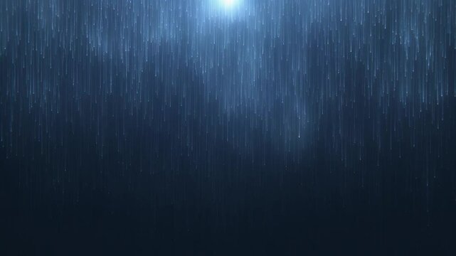Glowing ambient particles raining on dark blue background with soft elegant motion in perfect loop