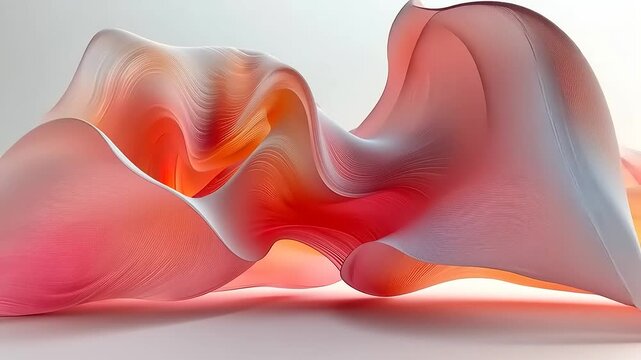 Abstract Flowing Fabric with Smooth Waves in Pastel Pink and Orange Colors