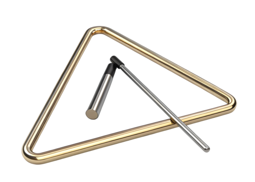 A professional close up of a musical triangle instrument 
