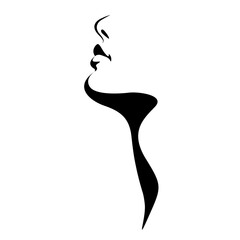 vector black and white illustration of a beautiful female face formed by a shadow. useful for advertising products for women, beauty salons, decorative and care cosmetics, logo, print, poster, design
