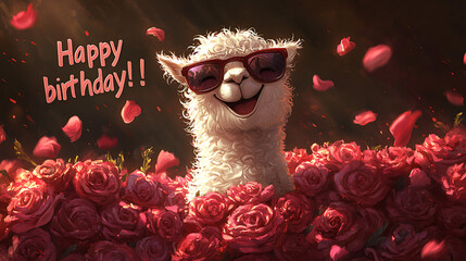 happy alpaca wishing you a happy birthday