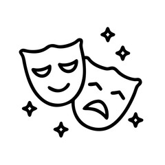 acting icon, theater icon, drama icon, performance icon, stage icon, actor icon, mask icon, entertainment icon, play icon, cinema icon, film icon, script icon, movie icon, character icon, role icon, d