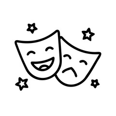 acting icon, theater icon, drama icon, performance icon, stage icon, actor icon, mask icon, entertainment icon, play icon, cinema icon, film icon, script icon, movie icon, character icon, role icon, d