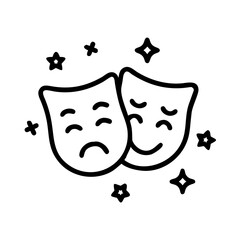 acting icon, theater icon, drama icon, performance icon, stage icon, actor icon, mask icon, entertainment icon, play icon, cinema icon, film icon, script icon, movie icon, character icon, role icon, d