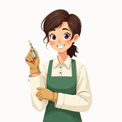 Female Ceramic Artist Sculpting Clay Figurine in Apron