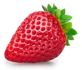 One ripe strawberry isolated on a white background.