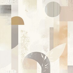 Scandinavian abstract collection with geometric and botanical shapes in soft neutral tones. Mock up for modern wall art, branding, packaging, home decor, and seasonal minimalist design.