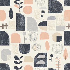 Scandinavian abstract Christmas design with minimal shapes, soft neutral tones, and festive Nordic style. Background for holiday decor, cards, packaging, and modern seasonal branding.