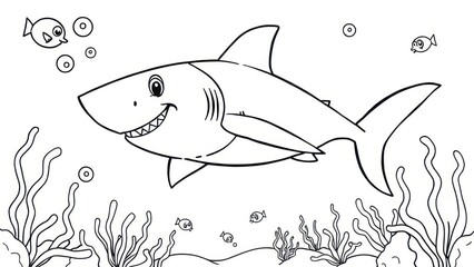 Fototapeta premium Cute shark in underwater scene
