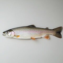 Naklejka premium Fresh rainbow trout fish on white background