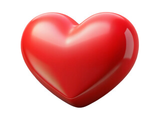 A 3D render of a red heart icon in a glossy cartoon plastic style.