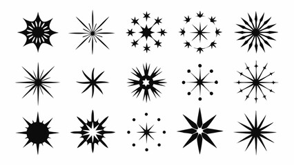 Aesthetic Bundle Of Unique Black Starburst Shapes