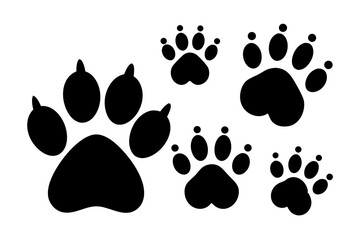 Animal Footprint Vector Black Set