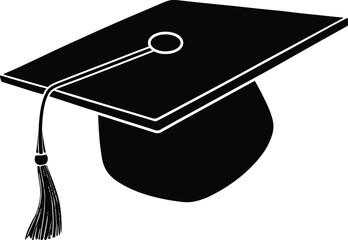 Graduation Cap Vector Set  Black Silhouette Icons

