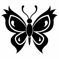 Butterfly Emblem Vector Black Style
