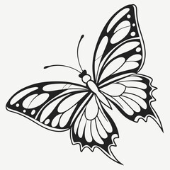 Butterfly Tattoo Outline Black Design