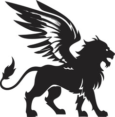 Fototapeta premium Winged Lion – Minimalist Vector Illustration