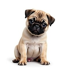 Obraz premium Pug puppy sitting isolated on transparent background high quality stock photo