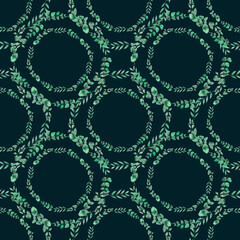 Eucalyptus seamless pattern in rustic style. Seamless tropic pattern. Hand drawn illustration.