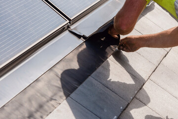 Craftsman roofer builds new house roof from ceramic tiles