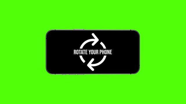 Smartphone Animation &ndash; Rotate Your Phone Message with Arrows on Green Screen Background