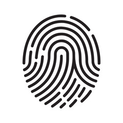 Simple black fingerprint symbol on a pale gray backdrop, representing individuality and protection.