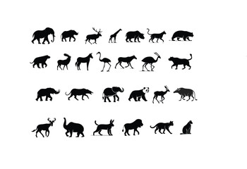 Wild Animal Silhouette Icon Set © RahmanGraphic