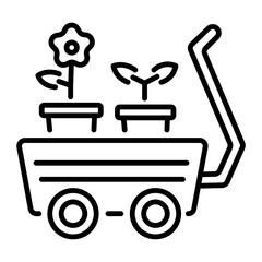 An outline style icon of garden cart