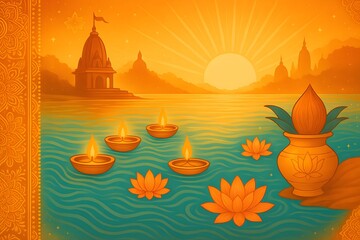Spiritual Ganga Dussehra Festival Banner Design