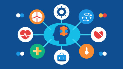 Multifactor Health Analysis A graphic displaying various health icons e.g. exercise diet genetics merging into a digital brain symbolizing the multifaceted approach of AI in