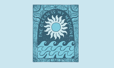 Enjoy beach life. Summer vibes artwork. Sunshine with ocean wave art. Beach good vibes. Beach modern abstract art. Enjoy beach life. Sunshine paradise graphic print design.
