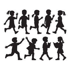 children silhouettes vector