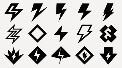 Collection Of High Contrast Black Thunderbolt Icons