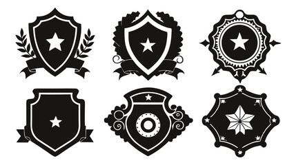 Collection Of Decorative Black Badge Silhouettes