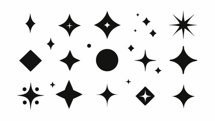 Elegant Set Of Handpicked Black Sparkle And Star Icons