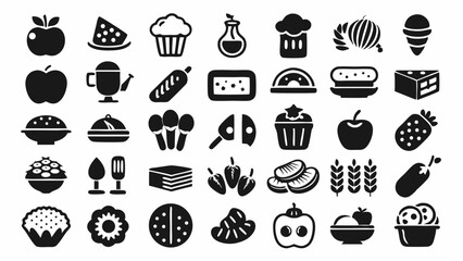 Elegant Vector Set Of Culinary Icons In Black