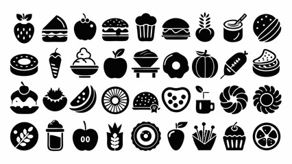 Modern Collection Of Black Vector Food Icons