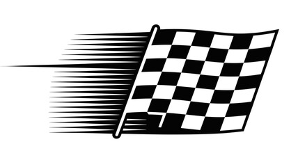 Vector checkered racing flag with motion lines indicating speed and movement in a graphic representation on transparent background