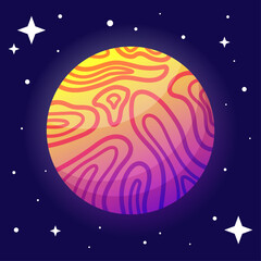 Cute colorful planet. Space planet icon. Cartoon flat vector illustration  of a colorful planet for game design © Aceroleira
