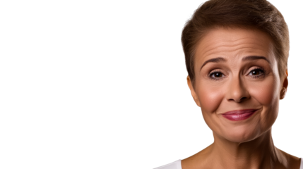 Close up Portrait of Smiling Mature Woman, cut out transparent